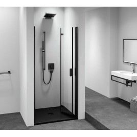 ZOOM BLACK Porte de douche Alcove 800 mm, verre clair, droite