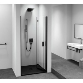 ZOOM BLACK Porte de douche Alcove 900 mm, verre clair, droite