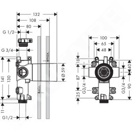 Axor Corps d’encastrement - Corps pour soupape encastrée Trio, chrome 36770180
