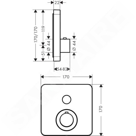Axor ShowerSelect - Module thermostatique encastré pour 1 sortie, chrome 36705000