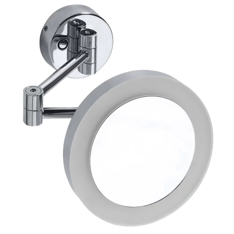 X-ROUND mural miroir cosmétique LED, dia. 200mm, double face, chrome