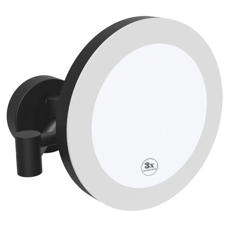 X-ROUND BLACK miroir cosmétique mural LED, dia. 200mm, double face, noir