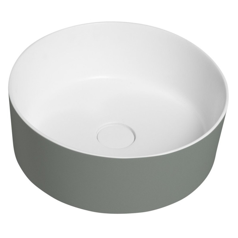 Lavabo THIN pour comptoir, Rockstone Ø 38 cm, Verde/blanc mat Lavabo THIN pour comptoir, Rockstone Ø 38 cm, Verde/blanc mat