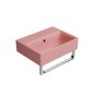 NUBES lavabo en céramique 40x32cm, bord de fond, pas de trou de robinet, mat blush