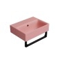 NUBES lavabo en céramique 40x32cm, bord de fond, pas de trou de robinet, mat blush