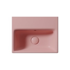NUBES lavabo en céramique 40x32cm, bord de fond, pas de trou de robinet, mat blush
