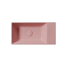 KUBE X lavabo en céramique 50x25cm, bord de fond, pas de trou de robinet, droit/gauche, blush mat