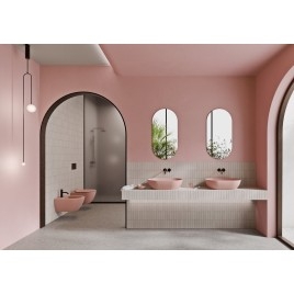 PURA comptoir lavabo en céramique 60x37cm, tapisserie