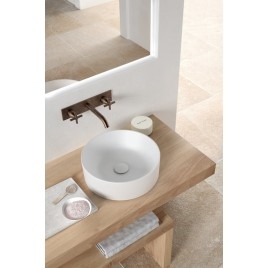KUBE X Counter Top Ceramic Washbasin dia 40cm, tapis blanc