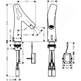 Axor Starck Organic - Mitigeur de lavabo électronique, alimentation par piles, chrome 12172000