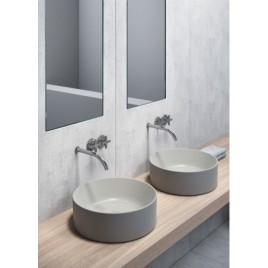 KUBE X Counter Top Ceramic Washbasin dia 40 cm, cenere mat