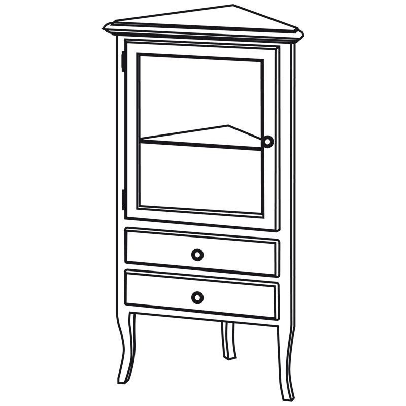 RETRO Unité de rangement de coin 60x120x47cm, blanc gauche/ancien