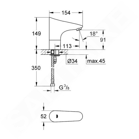 Grohe Europlus E - Mitigeur électronique de lavabo, chrome 36208001