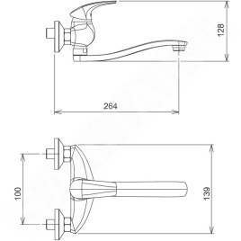 Novaservis Metalia 57 - Mélangeur lavabo mural 100 mm, chromé 57074,0