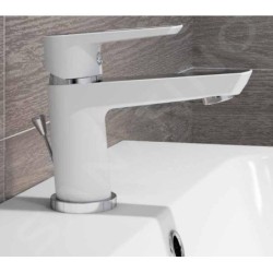 Cersanit Mille - Mitigeur de lavabo avec vidage, blanc/chrome S951-047