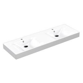 CENTO Double céramique lavabo 140x45cm, blanc