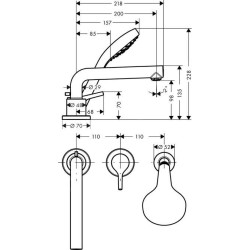 Hansgrohe Talis S - Mitigeur pour le bord de baignoire, installation à 3 trous, chrome 72417000