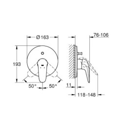 Grohe Eurostyle - Mitigeur de baignoire encastré, chrome 29099003