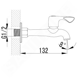 Aqualine Vannes - Vanne murale 1/2", longue, chromée ZY12062