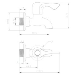 Aqualine Vannes - Robinet à boisseau sphérique mural 1/2", chromé ZY12033