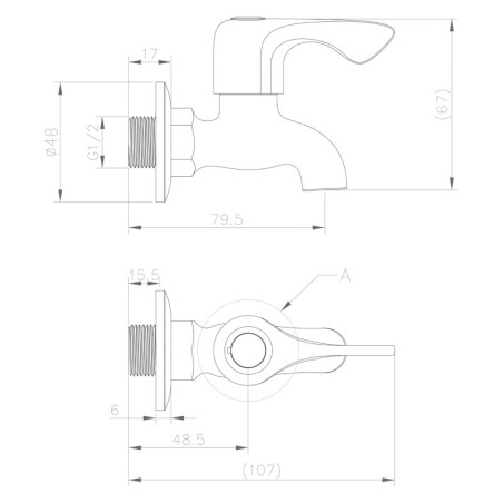 Aqualine Vannes - Robinet à boisseau sphérique mural 1/2", chromé ZY12033