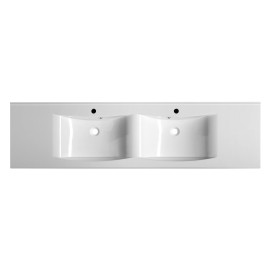 LUCIOLA Culture de marbre double lavabo 180x48cm, blanc