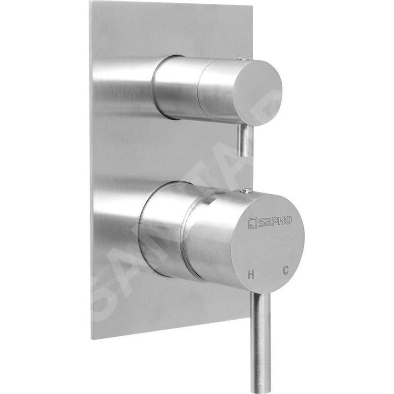 Sapho Minimal - Mitigeur encastré de douche avec corps d'encastrement, 2 sorties, inox MI042