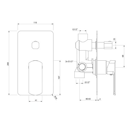 Sapho Mixona - Mitigeur encastré avec 2 sorties, avec corps d’encastrement, chrome MG042