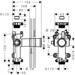 Axor One - Corps d’encastrement pour robinet d’arrêt encastré 45770180