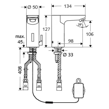 Schell Celis E - Mitigeur de lavabo infrarouge HD-M, fonctionnement sur pile, chrome 012290699