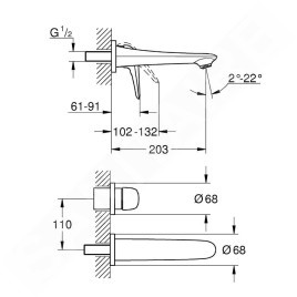 Grohe Eurostyle - Mitigeur de lavabo M, installation 2 trous, chrome 29097003