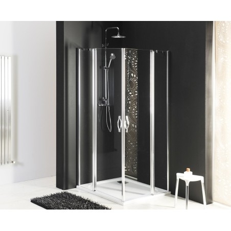 ONE Porte de douche avec pièce fixe 900 mm, verre clair
