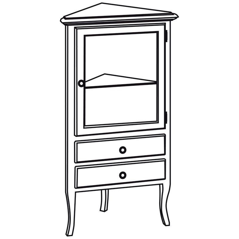 Unité de rangement de coin RETRO 60x120x47cm, blanc droit/âge