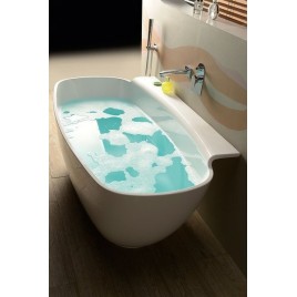 NIGRA Cast Marble Freestanding Bath 158x80x45cm, Blanc