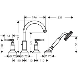 Axor Montreux - Mitigeur de baignoire à 4 trous pour bord de baignoire, chrome 16550000