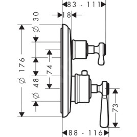 Axor Montreux - Mitigeur thermostatique encastré avec vanne d’arrêt et inverseur, chrome 16821000
