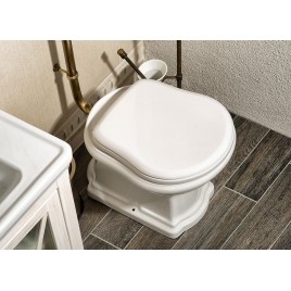 RETRO Siège toilette Soft Close, polyester, blanc/bronze
