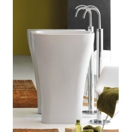 AQUATECH Freestanding Ceramic Washbasin 60x85x40cm, blanc