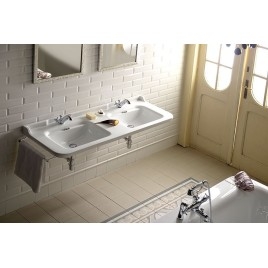 WALDORF Double lavabo en céramique 150x55cm, blanc