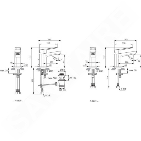 Ideal Standard Tonic II - Mitigeur de lavabo Piccolo avec garniture de vidage, chrome A6330AA
