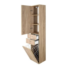 ZOJA/KERAMIA FRESH Unité de rangement avec Panier de blanchisserie 35x184x29cm, encadré gauche/oak