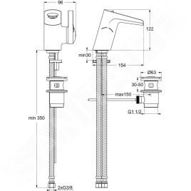 Ideal Standard Melange - Mitigeur de lavabo avec vidage, cascade, chrome B8630AA