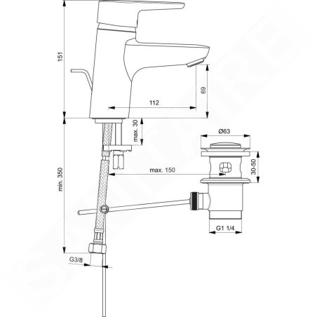 Ideal Standard Connect Blue - Mitigeur de lavabo avec garniture de vidange, chrome B9914AA