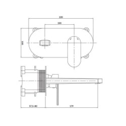 Cersanit Crea - Mitigeur encastré de lavabo avec corps d'encastrement, noir mat S951-333