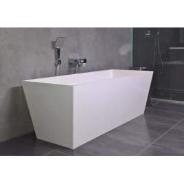 KVADRIE - Bain de marbre cultivé 1590x650x550mm, blanc brillant