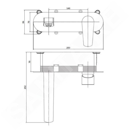 Cersanit Moduo - Mitigeur de lavabo encastré, avec corps d’encastrement, chrome S951-337