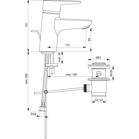 Ideal Standard Connect Blue - Mitigeur de lavabo avec vidage, chrome B9936AA