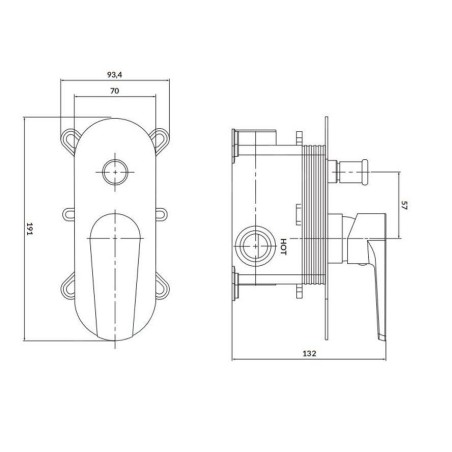 Cersanit Moduo - Mitigeur encastré avec 2 sorties et corps d’encastrement, chrome S951-338