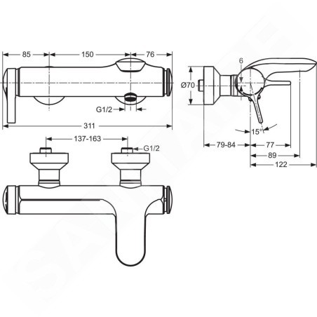 Ideal Standard Melange - Mitigeur de baignoire, chrome A4271AA