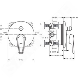 Ideal Standard CeraMix Blue - Mitigeur de baignoire à levier pour installation encastrée, 2 sorties, chrome A5664AA